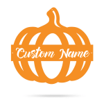 Pumpkin Orange And White Cut Metal Sign Custom Name