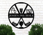 19th Hole Golf Custom Name Cut Metal Sign