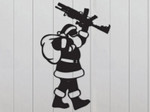 Funny Santa Claus Holding Ar Gun Design Cut Metal Sign