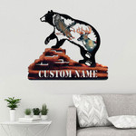 Deer And Bear Hunting Colorful Background Cut Metal Sign Custom Name