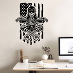Creepy Motorcycle Skull Symbol Black And White Background Cut Metal Sign