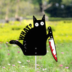 Funny Black Cat What Cut Metal Sign