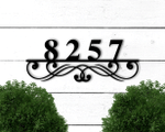Elegant Address With Swirl Custom Number Cut Metal Sign