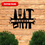Carpenter Black And White Background Cut Metal Sign Custom Name