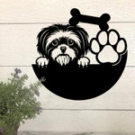 Lovely Dog Face With Paw And Bone Cut Metal Sign