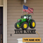 Green Tractor Colorful And White Cut Metal Sign Custom Name