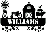 Farm With Tractor And Animals Custom Name Cut Metal Sign