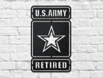 Army Retired Star Design Cut Metal Sign