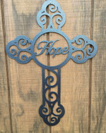 Hope Faith Cross Quote Cut Metal Sign