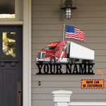 Red Truck Colorful And White Cut Metal Sign Custom Name