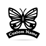 Butterfly Black And White Cut Metal Sign Custom Name