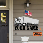 White Truck Colorful And White Cut Metal Sign Custom Name