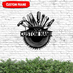Theme Carpenter Black And White Background Cut Metal Sign Custom Name