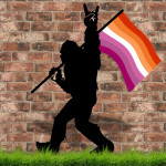 Vibrant Flag Pattern Lesbian Bigfoot Cut Metal Sign