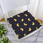 Cute Smiling Moon In Crown On Black Background Chair Pad Chair Cushion Home Decor