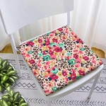Combination Of Cute Flowers And Leopard Chair Pad Chair Cushion Home Decor