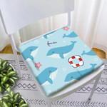 Cute Baby Whale Anchor And Float On Aqua Blue Background Design Chair Pad Chair Cushion Home Decor