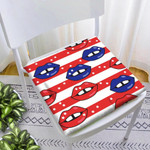 Creative Hand Drawn Red And Blue Lips On Striped Background Chair Pad Chair Cushion Home Decor