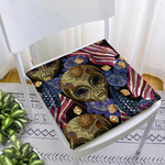 Creepy Alien Head Rippled American Flag Embroidery Pattern Chair Pad Chair Cushion Home Decor