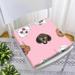Cool Cartoon Poodle Dog On Pink Dog Icons Chair Pad Chair Cushion Home Decor