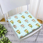 Cute Cartoon Liberty Girl Smiling Face Pattern On Blue Background Chair Pad Chair Cushion Home Decor