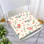 Cute Birds With Colorful Flowers Leaves And Hearts Chair Pad Chair Cushion Home Decor