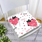 Cute Black Cats And Hearts For Love Day Chair Pad Chair Cushion Home Decor