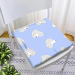 Cute Poodle On A Blue Background Chair Pad Chair Cushion Home Decor