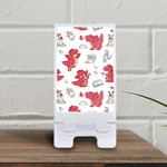 Cute Red Dragons And Music On White Phone Holder