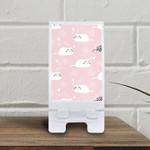 Cute Sleeping Cat With Heart And Flower On Pink Background Phone Holder