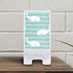 Cute Cartoon Whale On Background Of Blue Wave Design Phone Holder