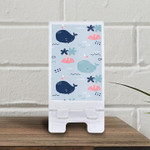 Cute Baby Whale In The Sea By The Tropical Island Cartoon Design Phone Holder