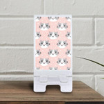 Cute Cat Muzzle On A Pink Background With Hearts Phone Holder