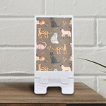 Cute Cats On A Brown Background With Animals Phone Holder