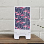 Couple Flamingo With Exotic Tropical Leaves Phone Holder