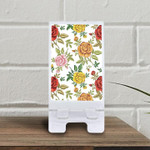 Colorful Roses Branch Art Pattern On White Background Phone Holder