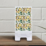 Cute Smiling Flowers And Snail Coloured With White Background Phone Holder