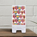Colorful Traditional Sugar Skull Mexican On White Background Phone Holder