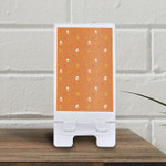Cute Coffee Cup And Many Leaves On Orange Background Phone Holder