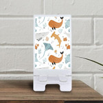 Cute Stingray Whale Crab Fishes In Scandinavian Style White Theme Design Phone Holder