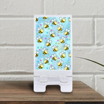 Cute Bees And Exotic Flower On Blue Background Phone Holder