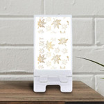 Creative Gold Maple Leaves Outline On White Background Phone Holder