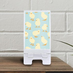 Cute Chicken On Dotted Blue Background Phone Holder