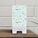Cute Cat On Green Pastel Doodle Style Phone Holder