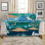 Beautiful Beach Sailboat Watercolor Pattern Sofa Couch Protector Cover