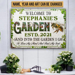 Bee Lovely Design Welcome To My Garden Rectangle Metal Sign Custom Name Year Art
