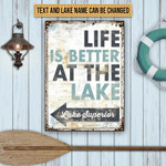Life Is Better At The Lake Rectangle Metal Sign Custom Name And Text