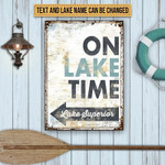 On Lake Time Lake Superior Rectangle Metal Sign Custom Name And Text