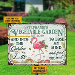 Flamingo Vegetable Garden Floral Art Rectangle Metal Sign Custom Name Year Art Beautiful Style