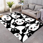 Black And White Cartoon Panda Area Rug Home Decor